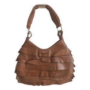 Vintage YSL Saint Tropez handbag in ruffled brown leather